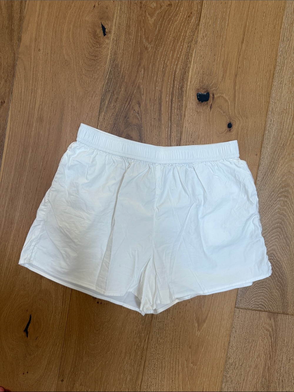 Reformation White Elastic Waist Relaxed Shorts